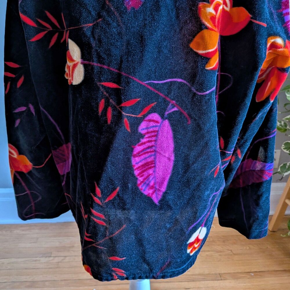 Vintage Ample Togs Floral Velour Top V-Neck Cozy Bright Winter Size XL - Picture 7 of 8
